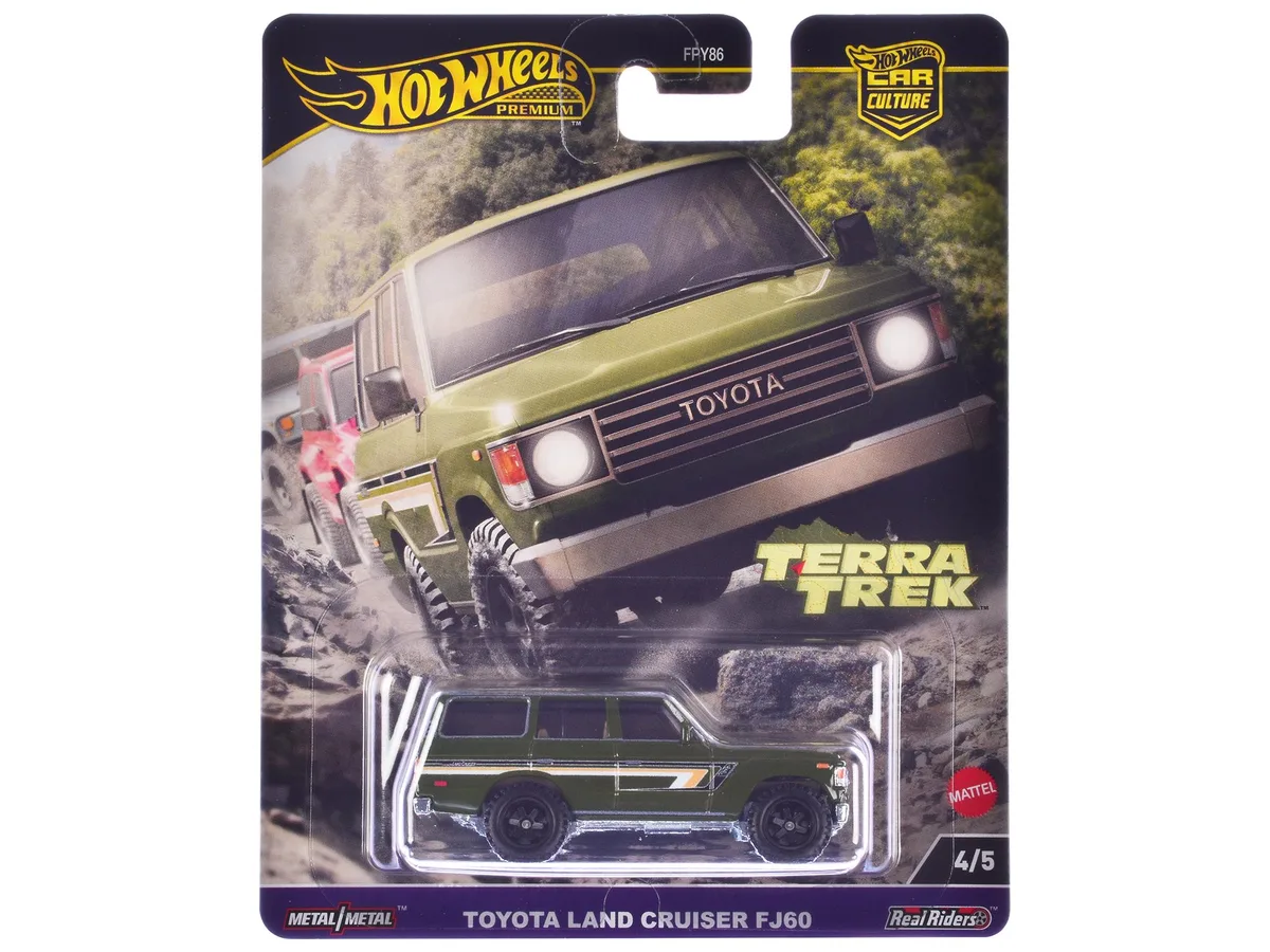 Hot Wheels Hot Wheels Toyota Land Cruiser FJ60 Green with Stripes "Terra Trek" Series Diecast Hobby Collectible — product photo