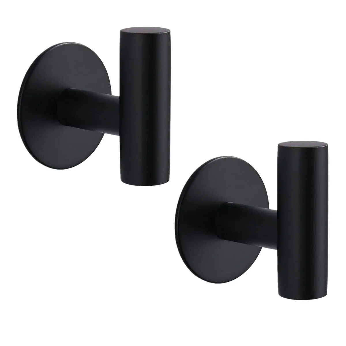 Two stainless steel adhesive hooks with smooth brushed finish