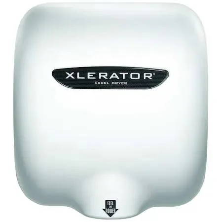 White wall-mounted hand dryer with smooth finish