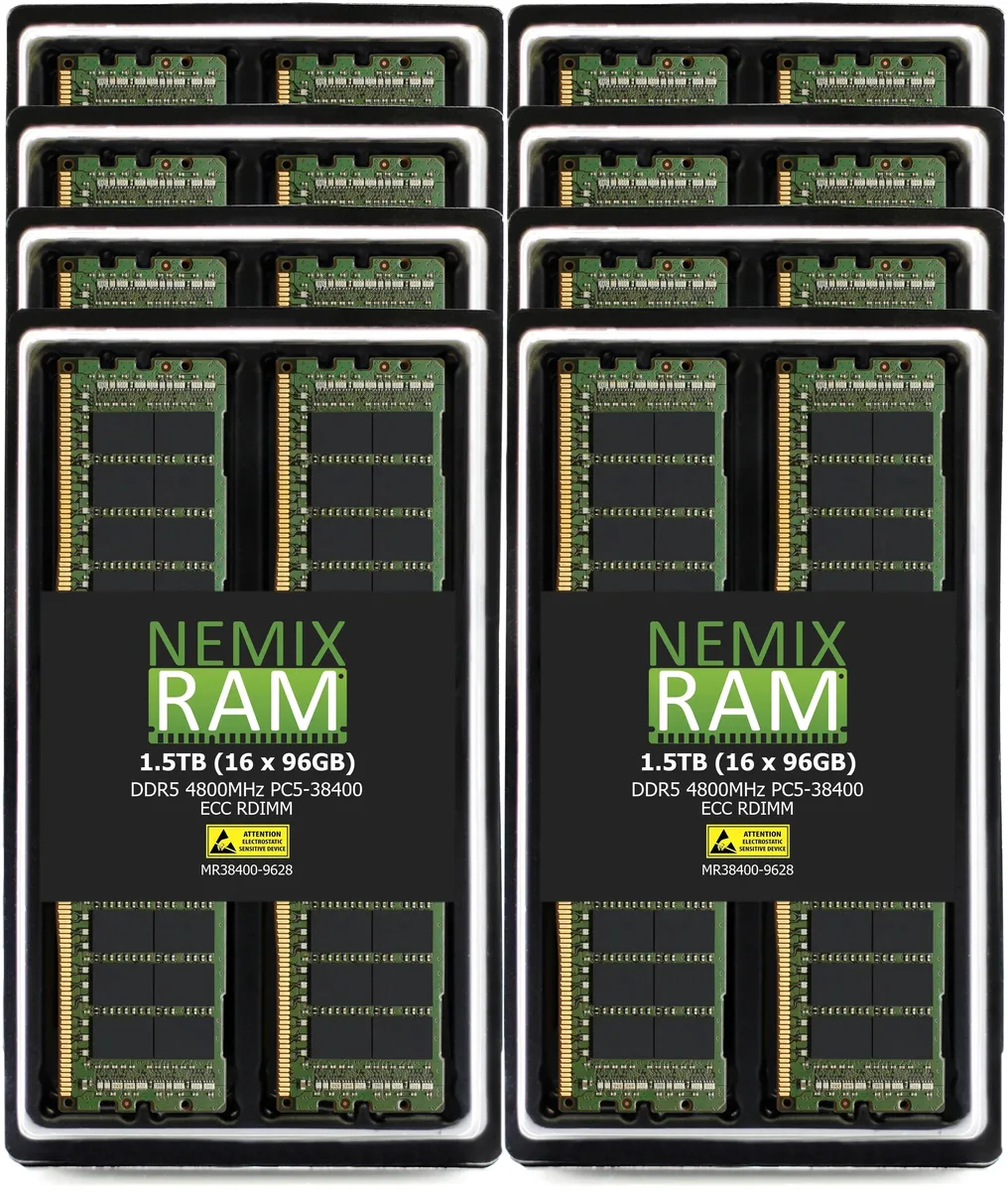 NEMIX RAM NEMIX RAM 1.5TB (16x96GB) DDR5 4800 CL40 ECC RDIMM 2Rx8 1.1V memory upgrade — product photo