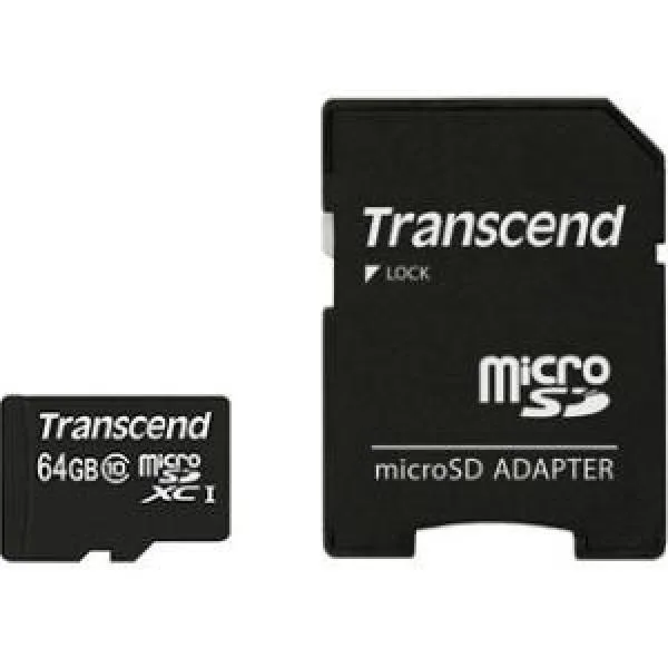 Small black microSDXC card with full-size SD adapter