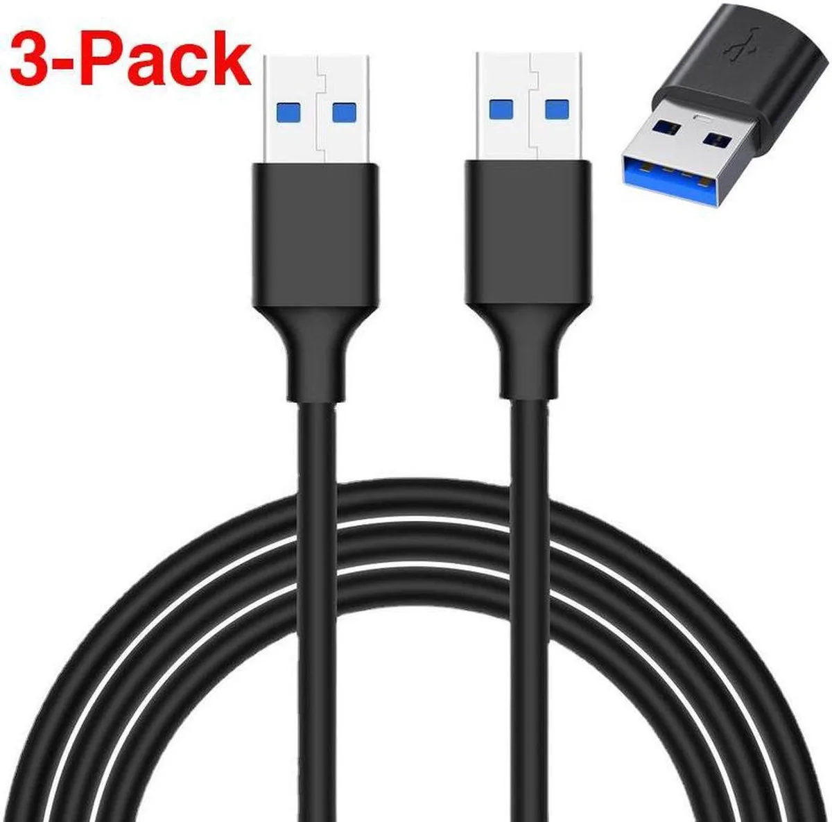 SMUGDESK SMUGDESK USB 3.0 A Male Extension Cable 6.6Ft 5Gbps 3-Pack — product photo