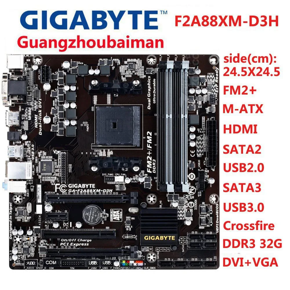 GIGABYTE GIGABYTE GA-F2A88XM-D3H AMD motherboard — product photo