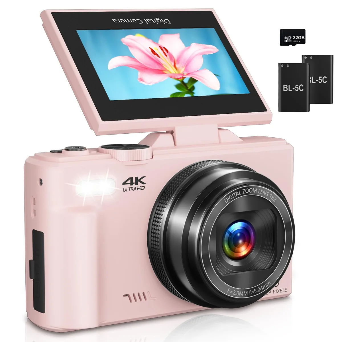  Polaroid PIXPRO W08 64MP 4K 180° Flip 18X Zoom 2.7" Black — product photo