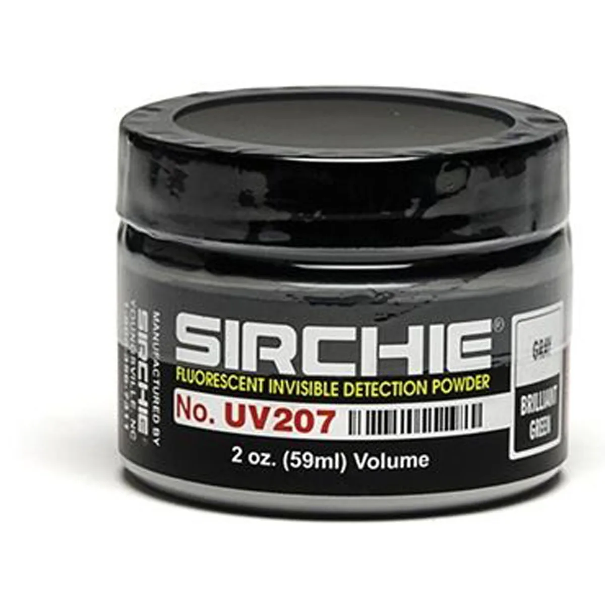 Sirchie Sirchie UV207 Fluorescent Invisible Detection Powder, Gray/Brilliant Green, 2oz/60ml — product photo
