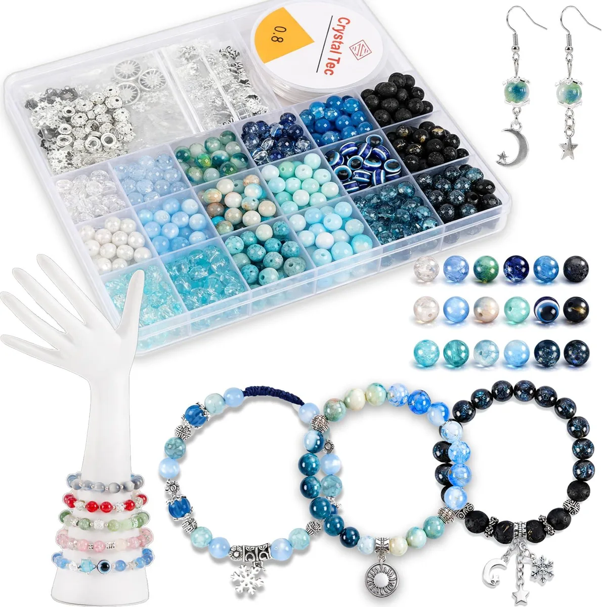  Tunmiok LW-RMX-A01 Jewelry Making Kit Blue 18 Colors 450 Pcs — product photo