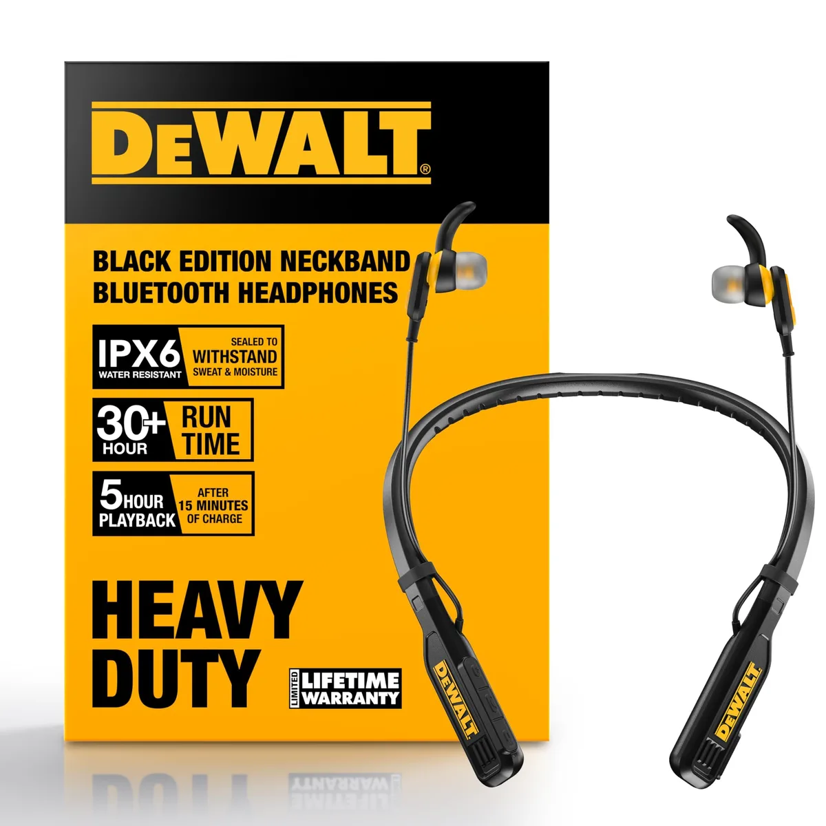 DEWALT Jobsite Pro Neckband Earphones DXMA1902091 Black 30h — product photo