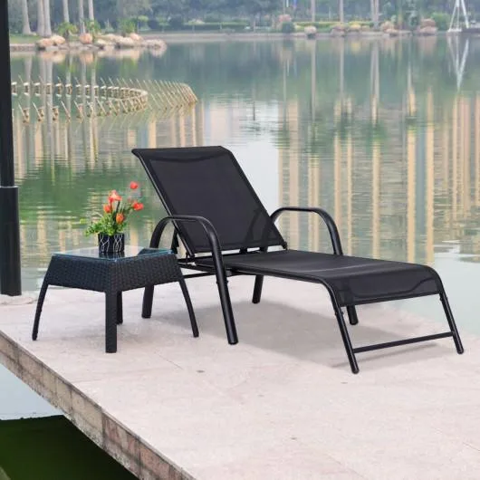 SlickBlue SlickBlue Set of 2 Patio Adjustable Recliner Lounge Chairs Black — product photo