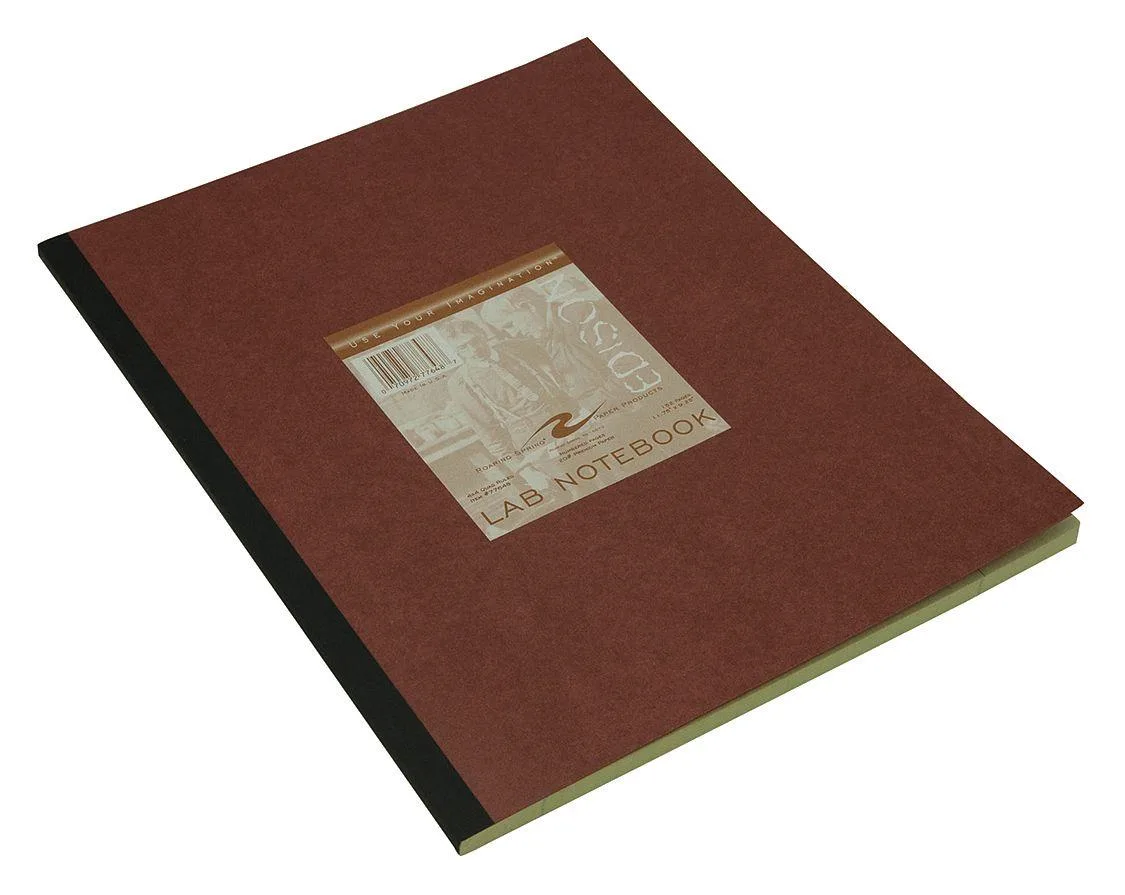 Red lab notebook with grid paper cover