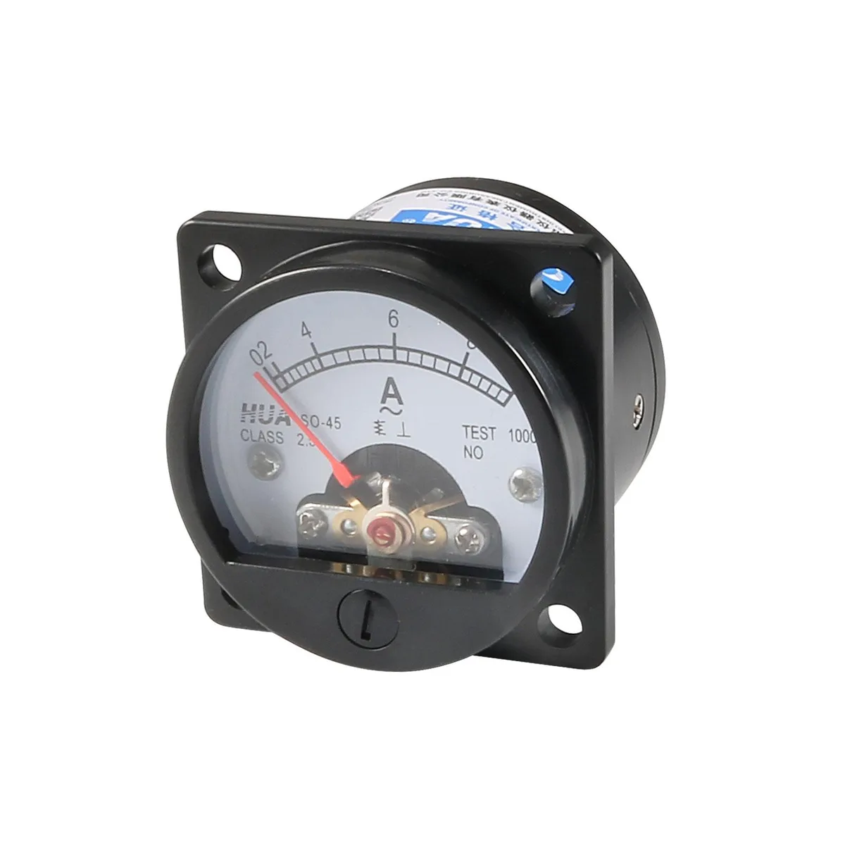 Round black analog panel ammeter 45mm face 46mm depth AC 0-10A