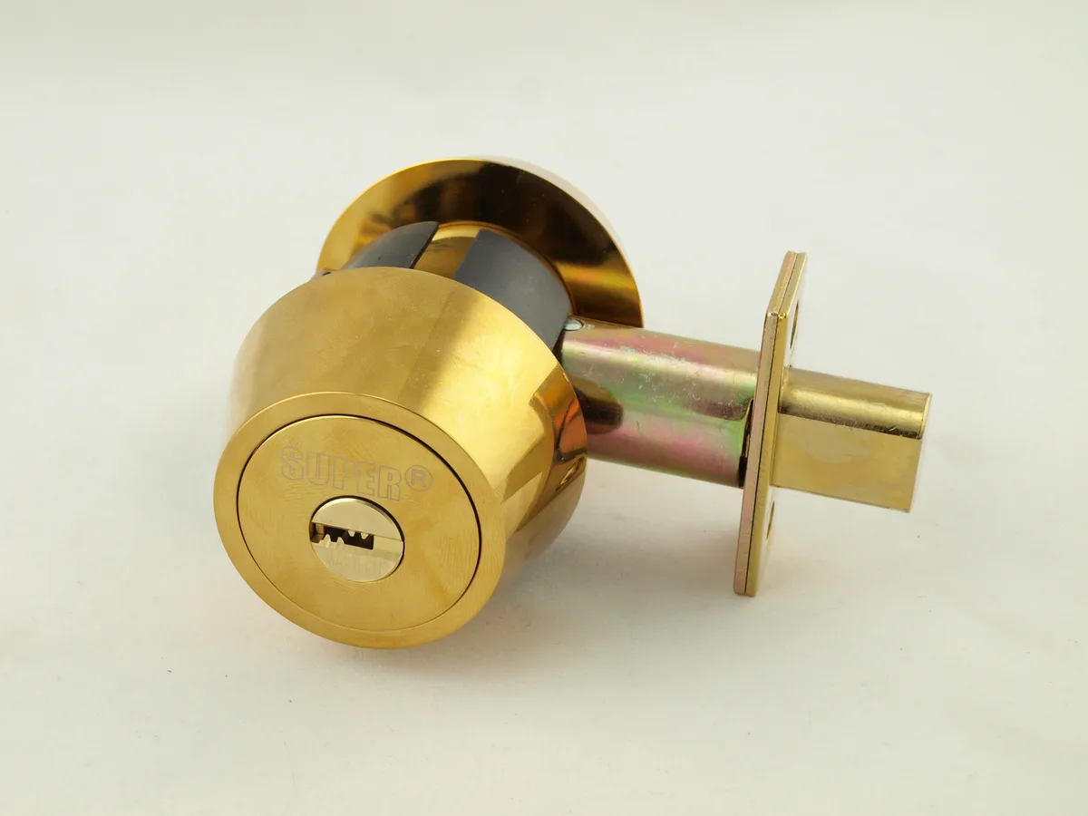 MAXTECH MAXTECH Polished Brass Single Cylinder Deadbolt 006 Keyway — product photo