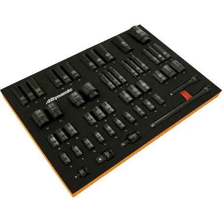Dynamic Dynamic D096005-FT2T 52-piece 1/2" drive metric impact socket set with foam — product photo