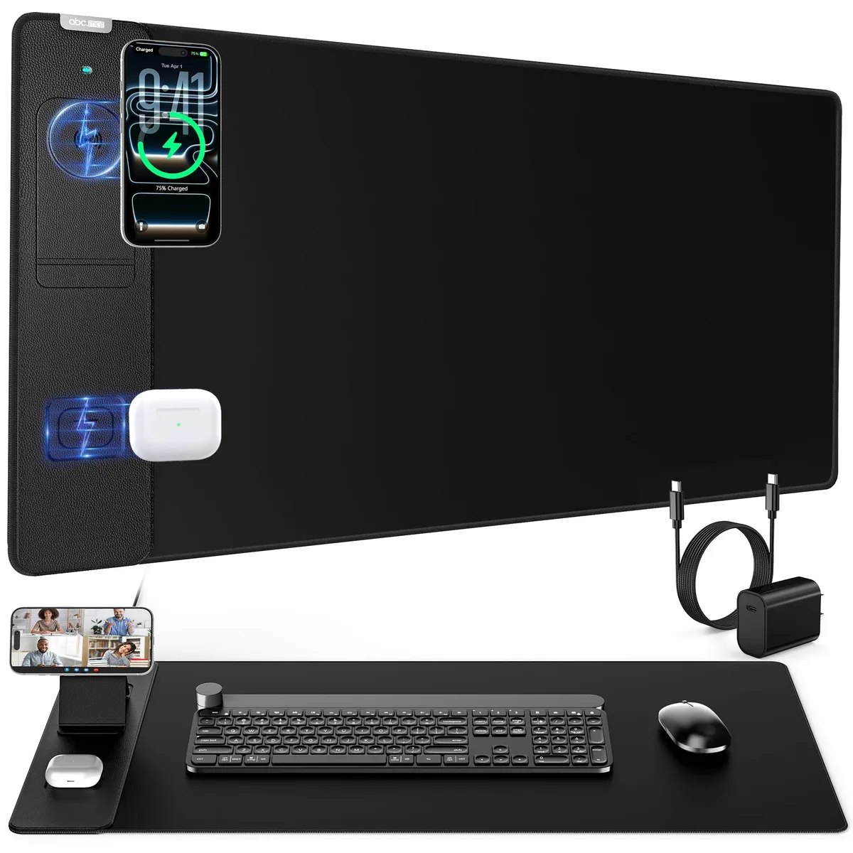  abc.mat HD117 Wireless Charging Mouse Pad 31.5x15.8in — product photo