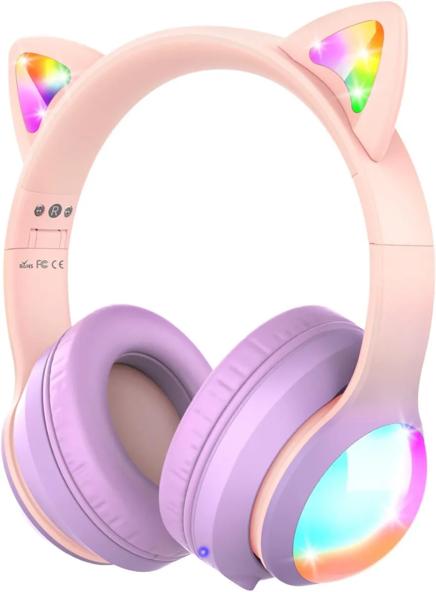 TUKO TUKO Kids Bluetooth 5.2 Headphones 85/94dB 100H Light Pink/Light Purple — product photo