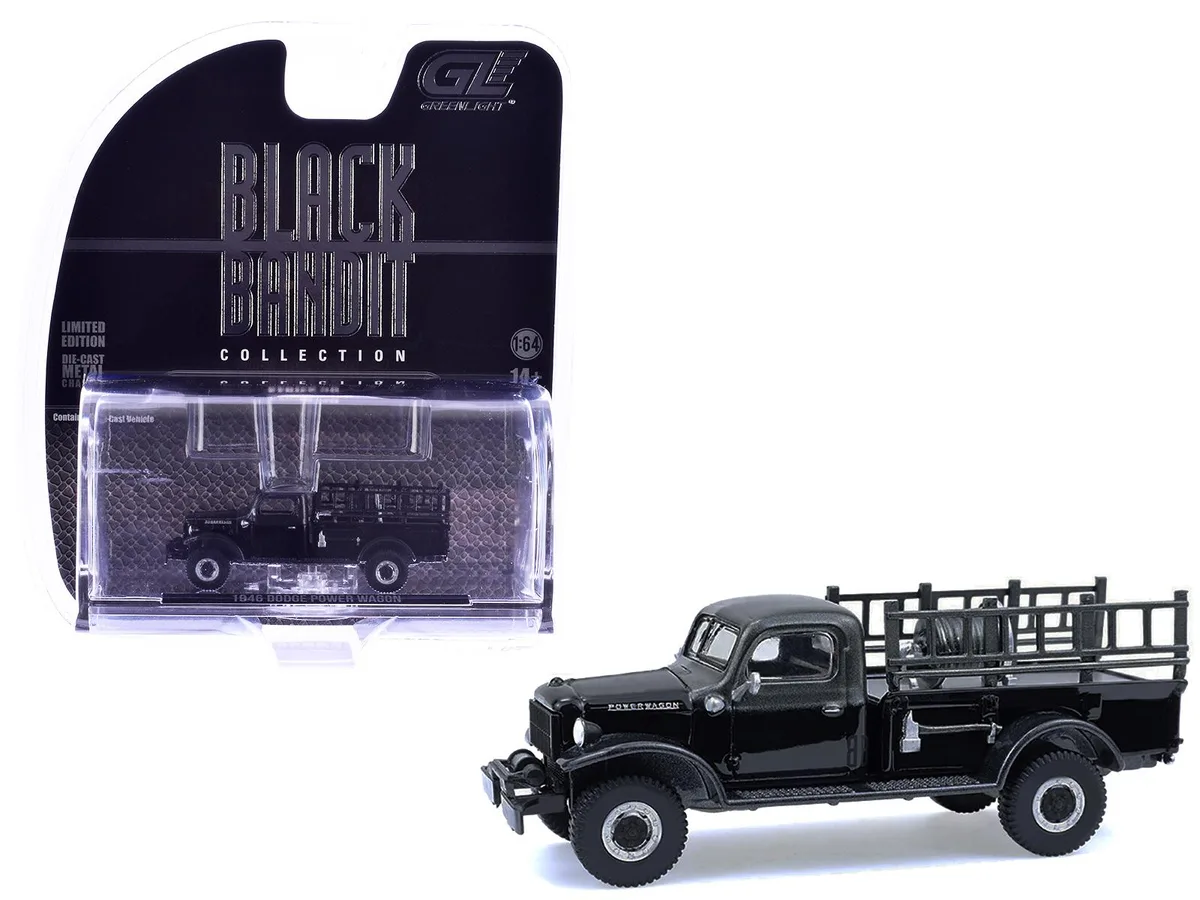 GREENLIGHT GREENLIGHT 1946 Dodge Power Wagon Fire Truck "Black Bandit" Series 30 1/64 Diecast — product photo