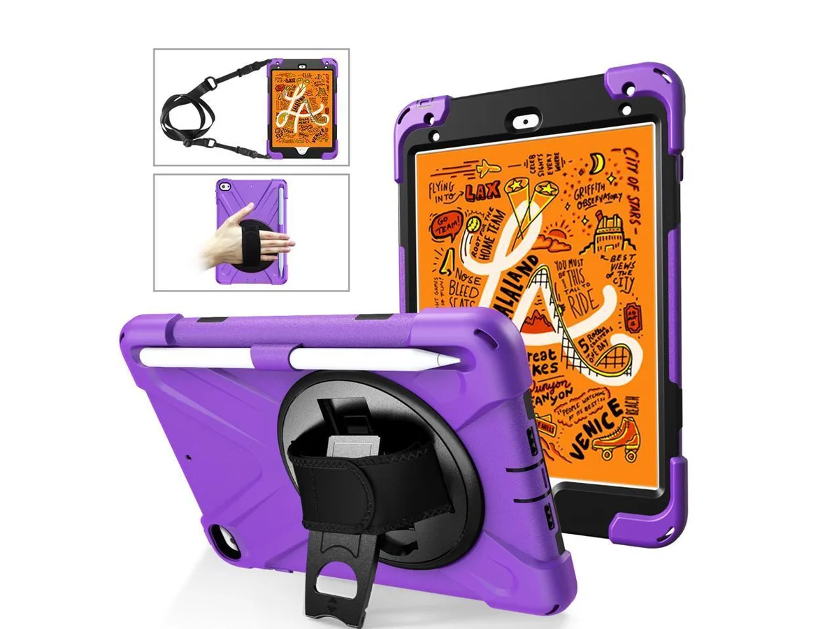 BONAEVER BONAEVER iPad Mini 5/4 Rugged Case Purple 7.9" 360° Stand Strap — product photo