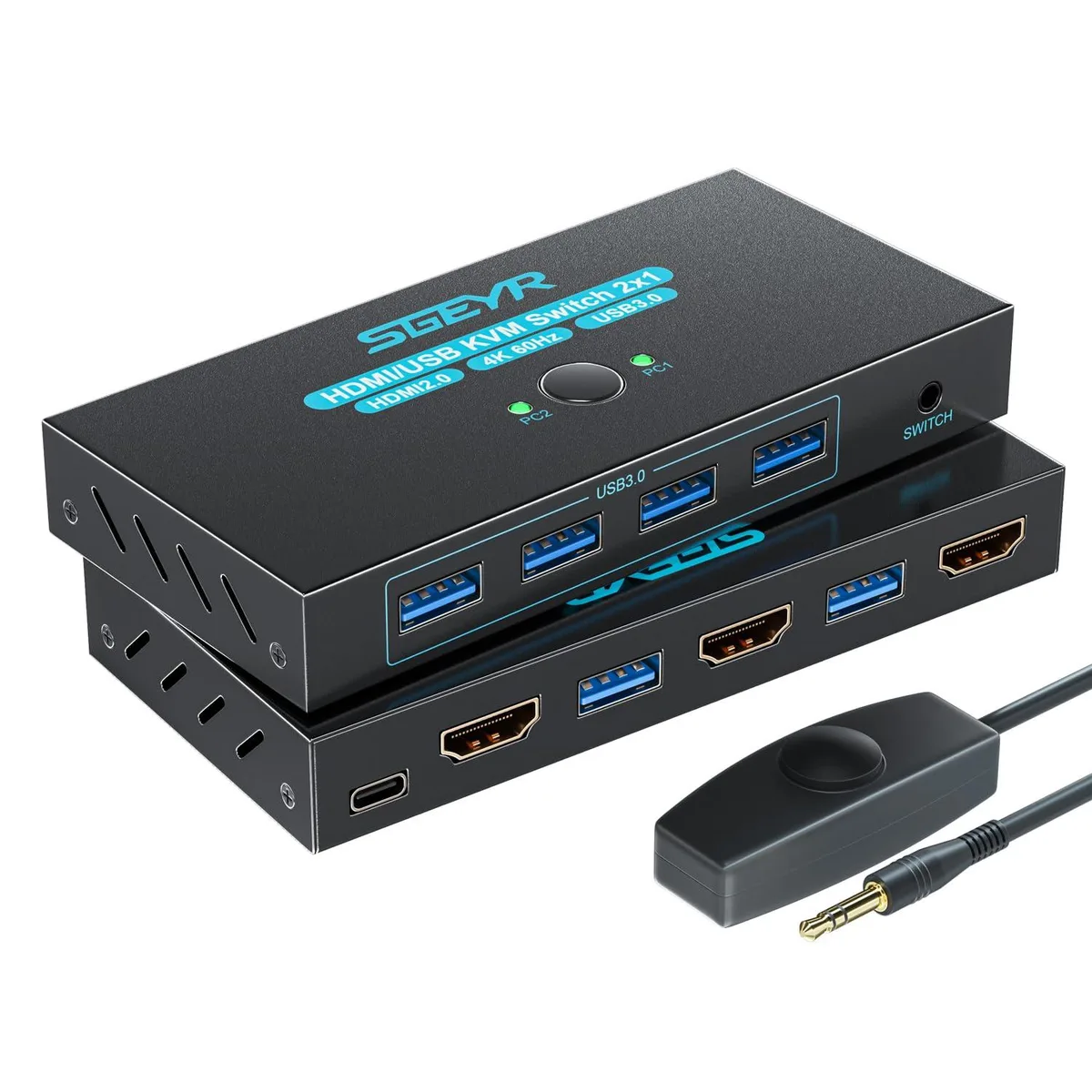 Hitoor Hitoor HDMI 2.0 KVM Switch 2 Port 4K@60Hz 4 USB 3.0 — product photo