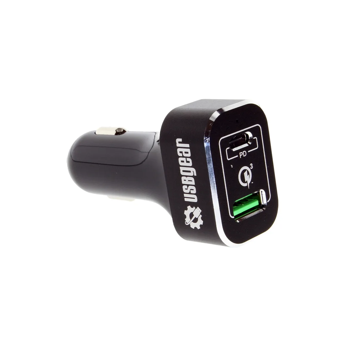 USBGear USBGear 63W Car Charger USB-C PD 2.0 USB-A QC 3.0 45W+18W Black — product photo