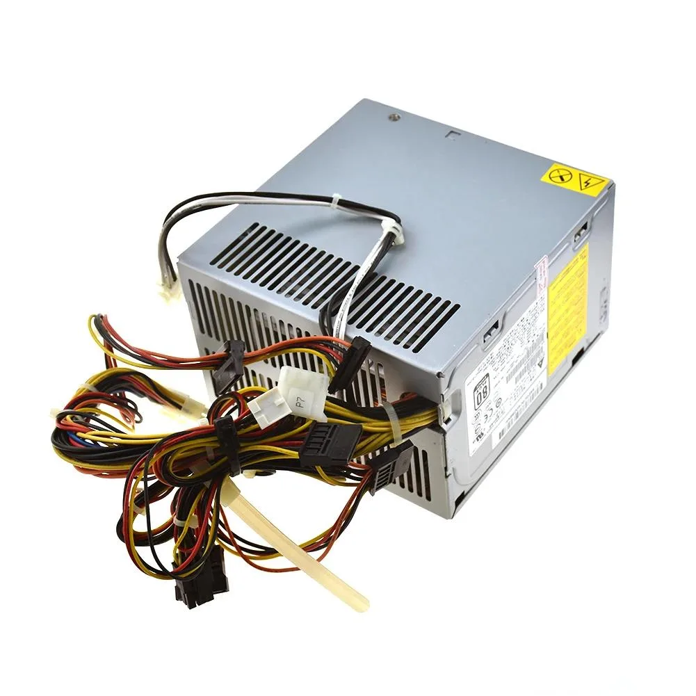 Rectangular silver metal server PSU with rear fan grille and power socket