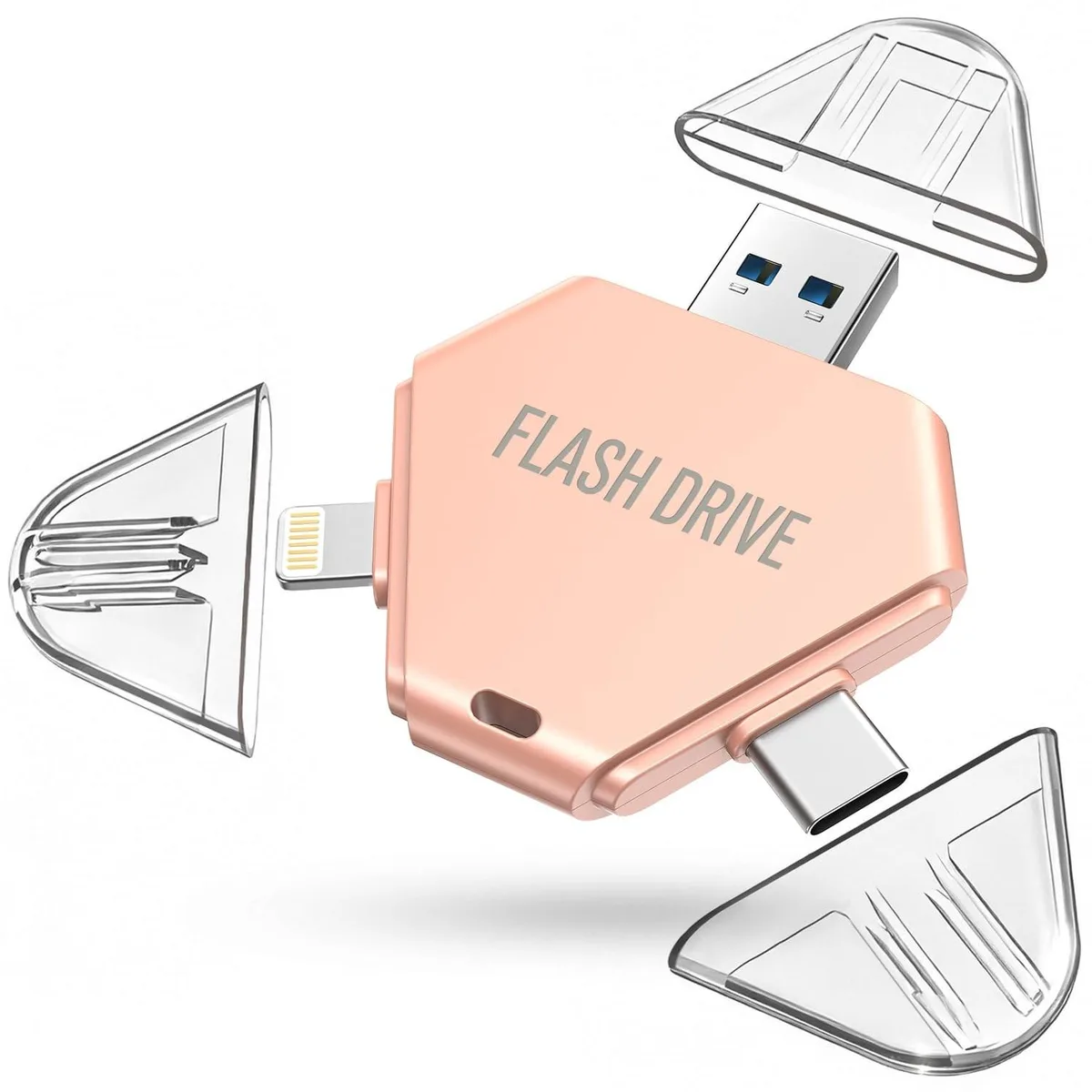 Barrow Mods Barrow Mods 512GB 3-in-1 USB Flash Drive Lightning Type-C USB-A Pink — product photo