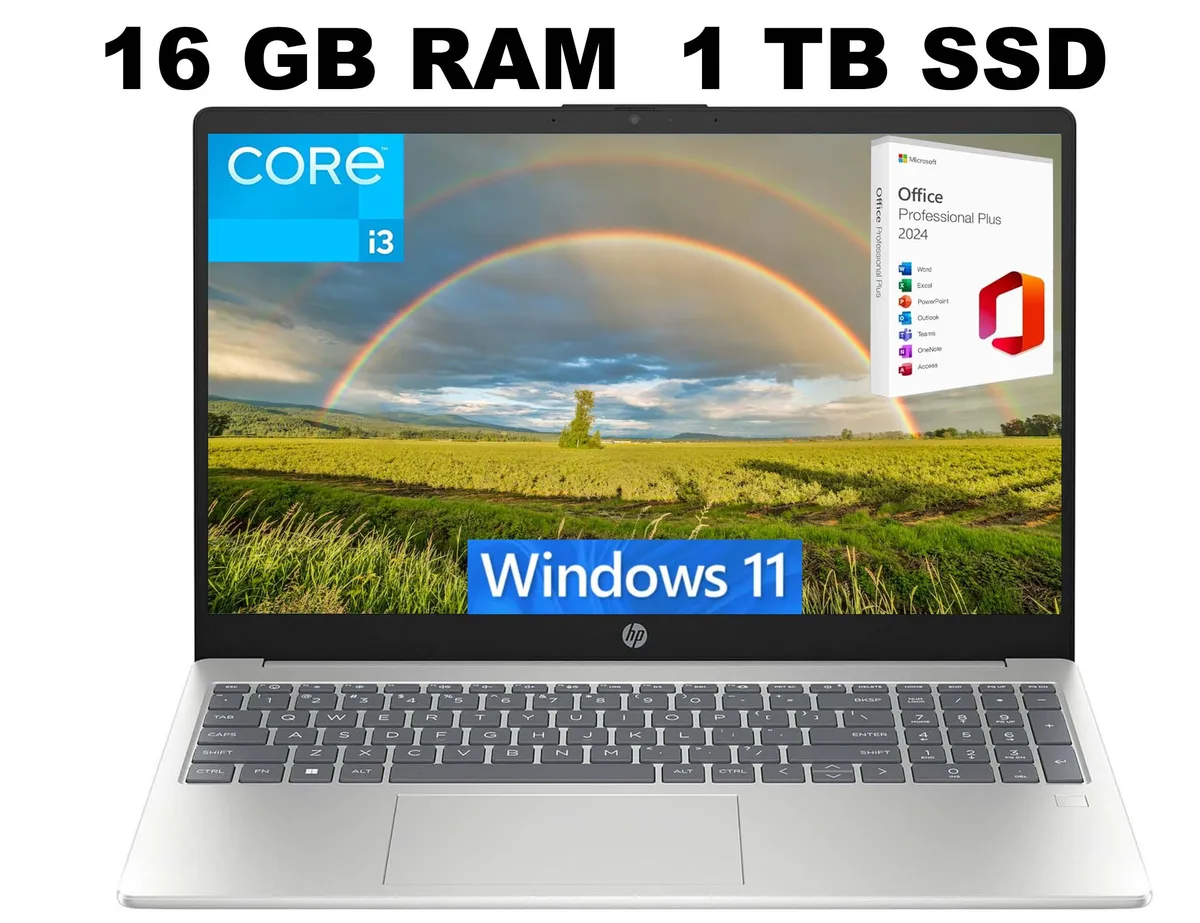 HP HP 15 laptop i3-N305 16GB 1TB SSD Silver — product photo