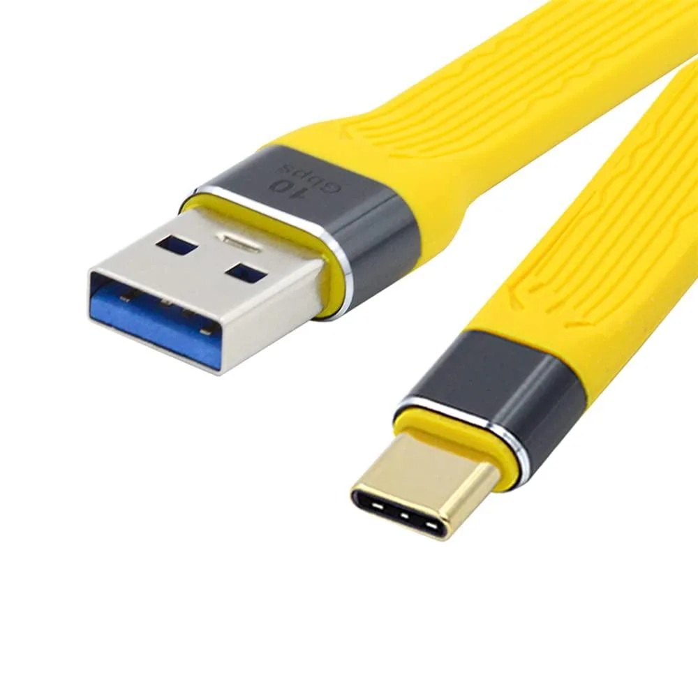 Fervit Fervit USB 3.1 Type C to USB 3.0 Type A Flat Slim Cable 13cm 10Gbps Yellow — product photo