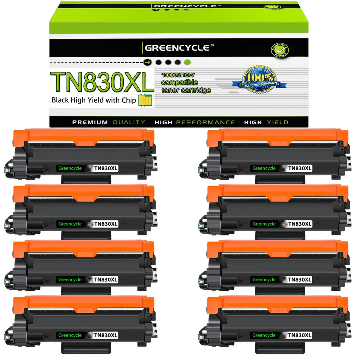 GREENCYCLE GREENCYCLE 8 Pack TN830XL Black Toner Cartridge — product photo