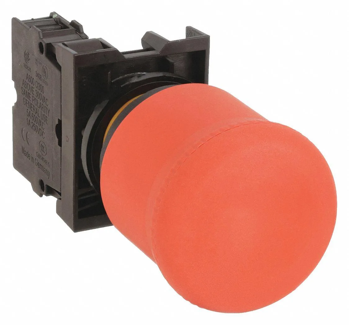 Red 22 mm emergency stop push button with 45 mm mushroom head