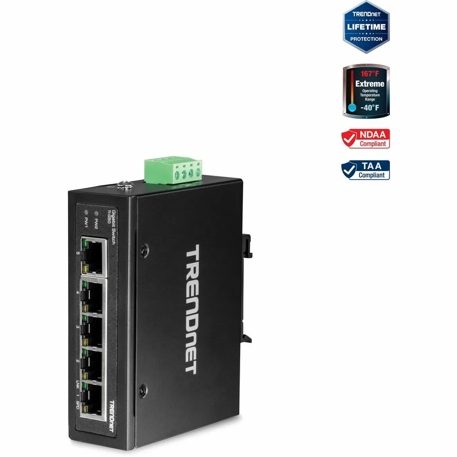 TRENDnet TRENDnet TI-G50 5-port hardened industrial Gigabit network switch — product photo