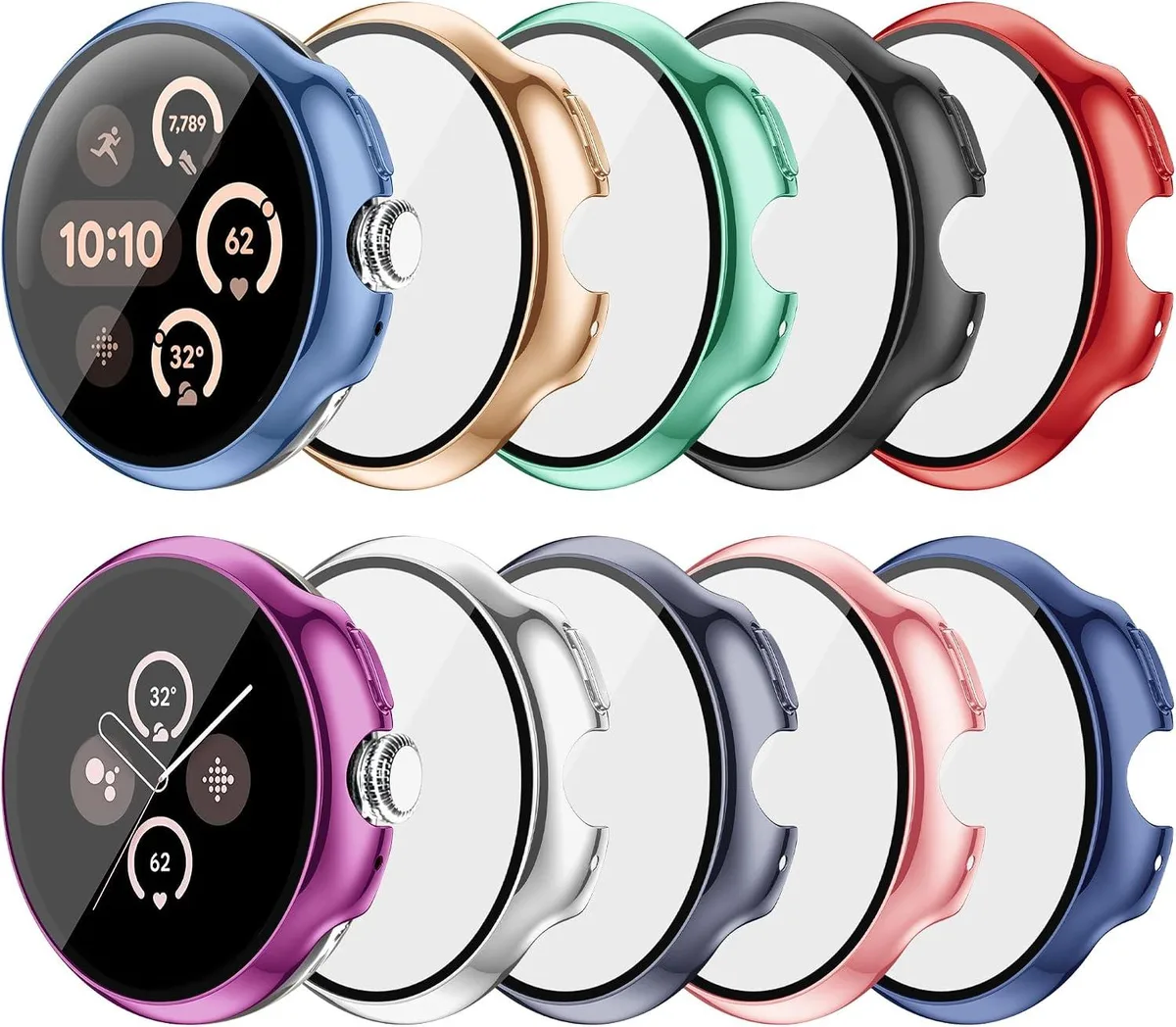 ETEIZU ETEIZU 10 Pack Case for Google Pixel Watch 3/2/1 41mm with Tempered Glass Screen Protector — product photo