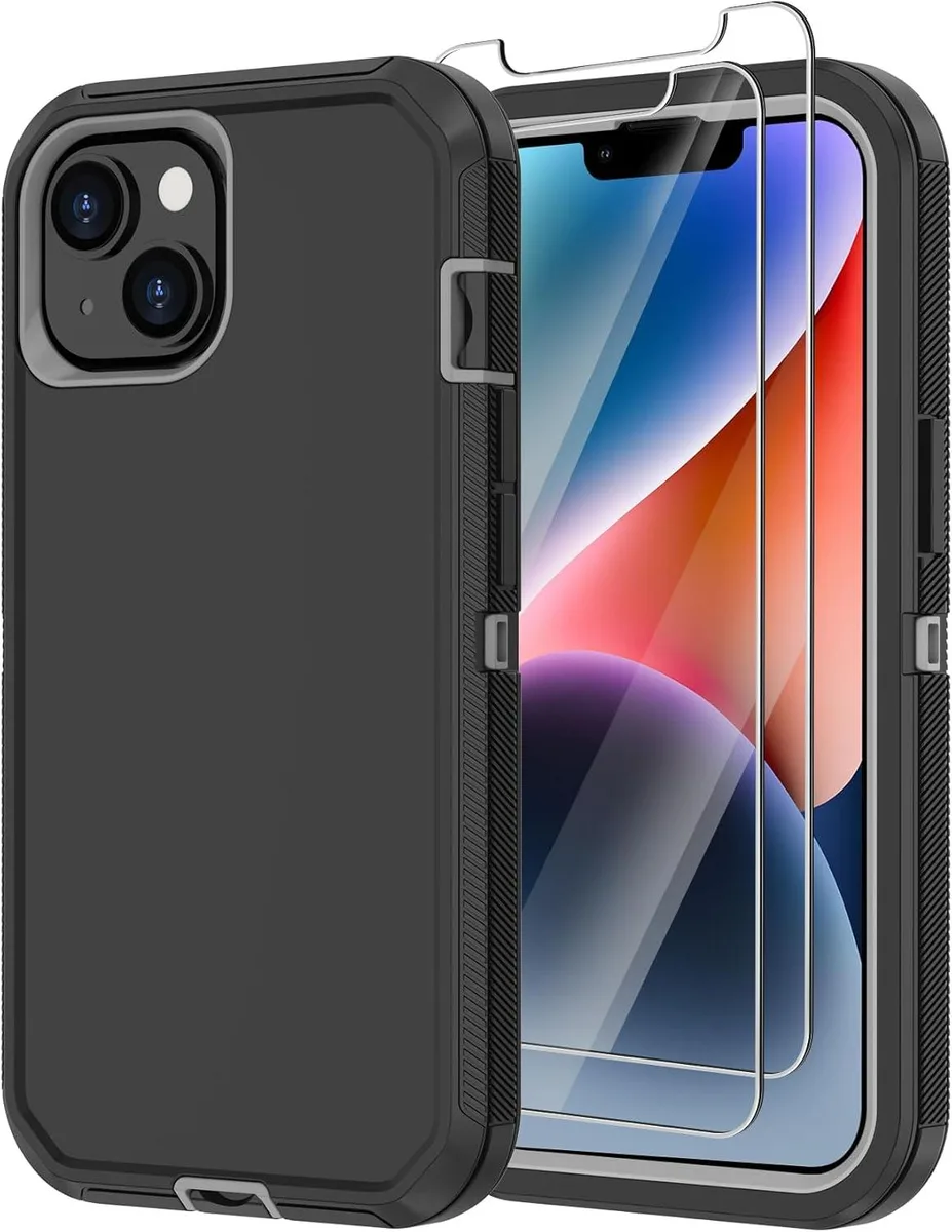 TAURKENAM TAURKENAM iPhone 14 Case 6.1" Black/Gray 3-Layer Rugged — product photo