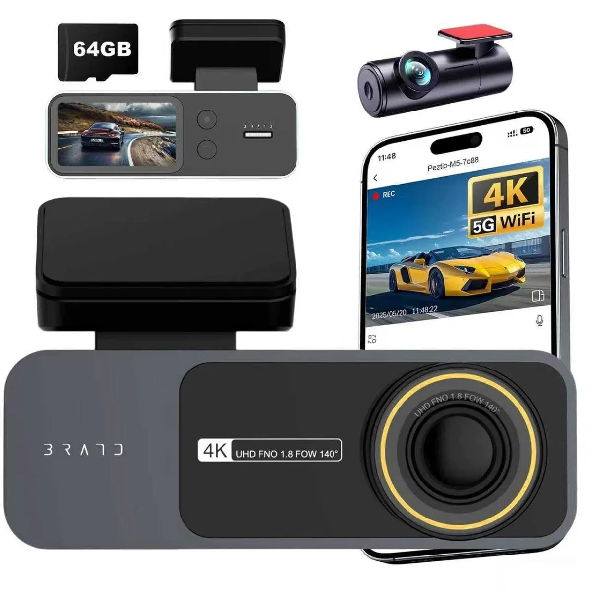 Alphacool Alphacool 2 in 1 Accessory 4K Dual Dash Cam GPS WiFi — product photo