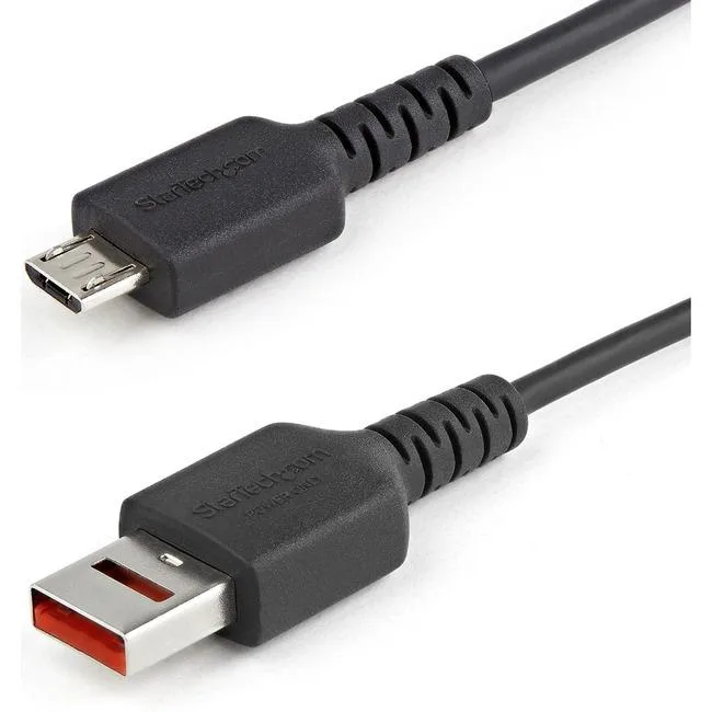Black USB-A to Micro-USB charge-only cable, 1m, TPE jacket, nickel connectors