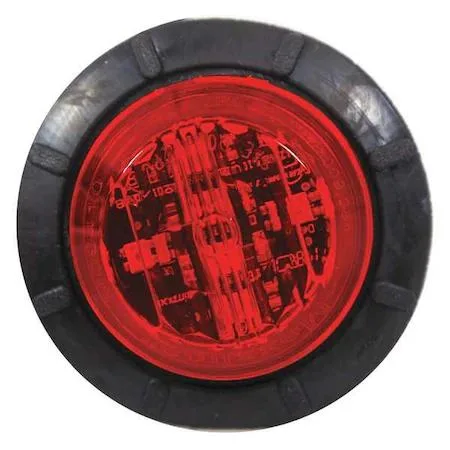 Small round red LED clearance marker with polycarbonate lens and bullet connector