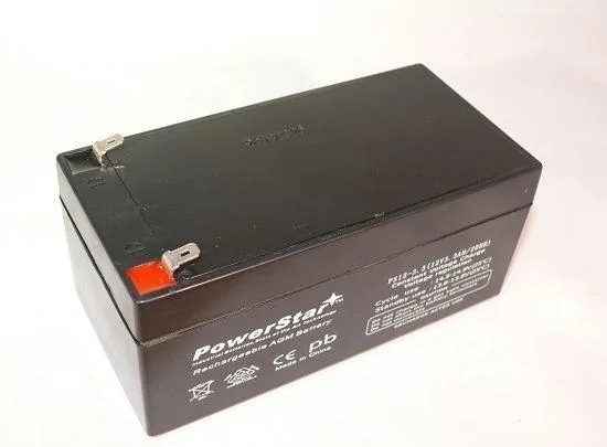 Rectangular black sealed lead-acid battery cartridge with two terminals
