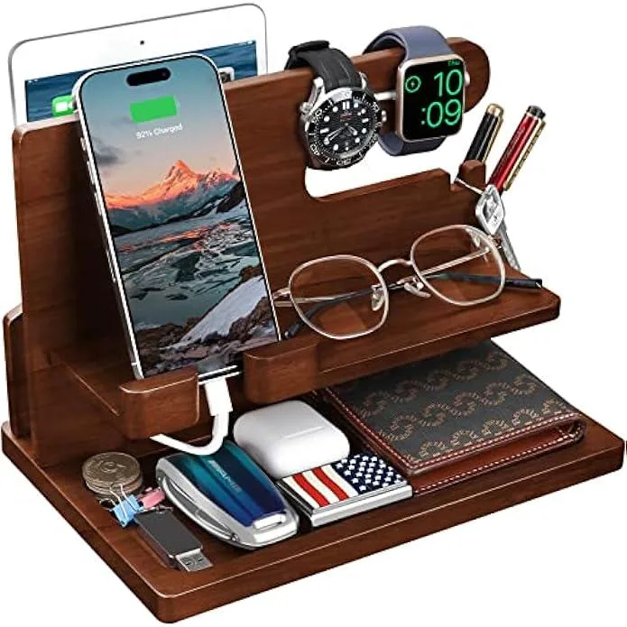 TAURKENAM TAURKENAM Wood Phone Docking Station Charger Kit — product photo