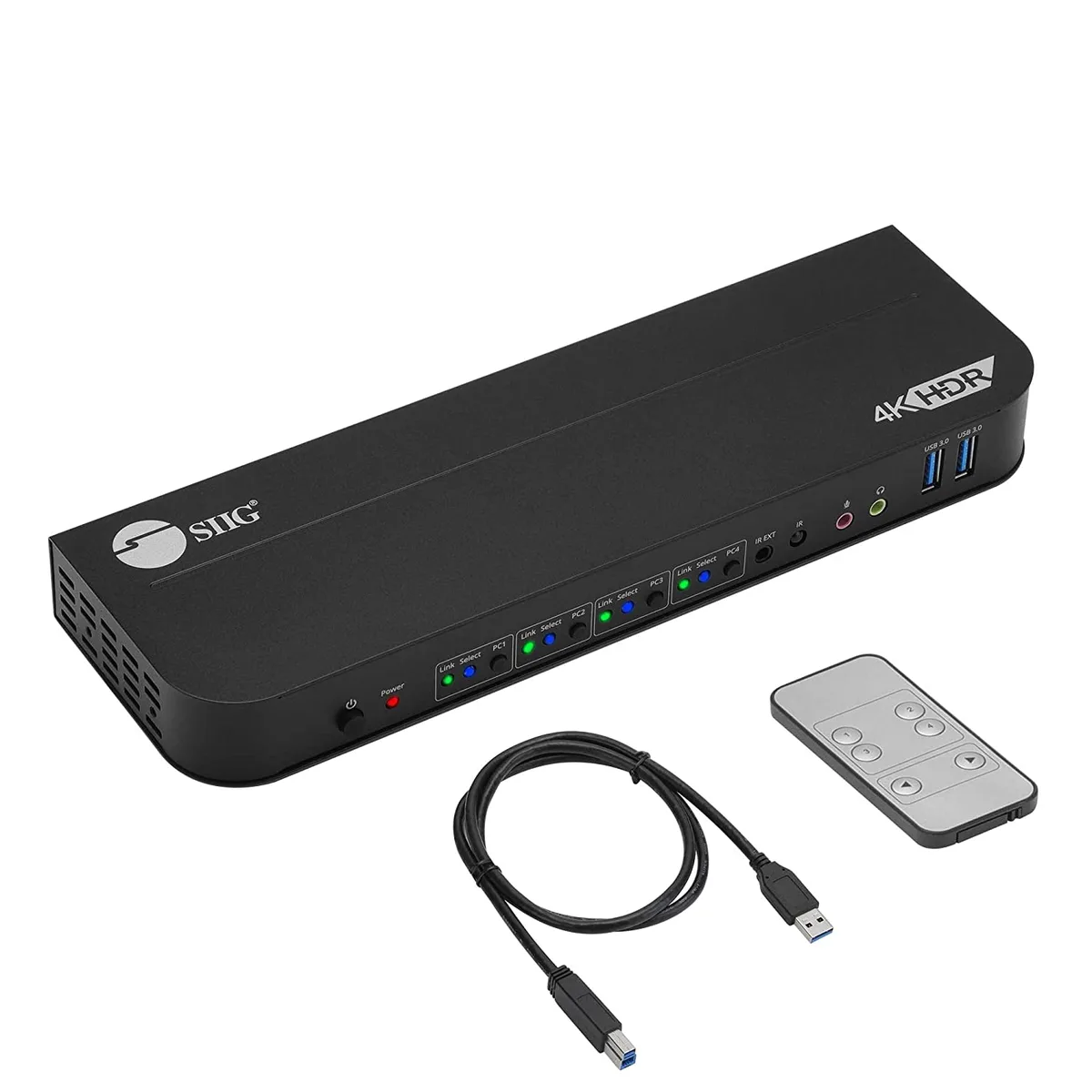 SIIG, Inc SIIG, Inc CE-KV0F11-S1 4x1 HDMI 4K HDR KVM Switch USB 3.2 Gen 1 with Remote Control — product photo