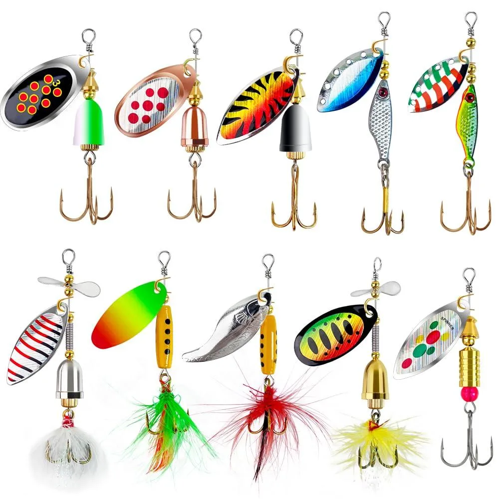 TB Tbuymax 10pcs Rooster Tail Spinner Baits 2.5-3in .25-.28oz 2 Boxes — product photo