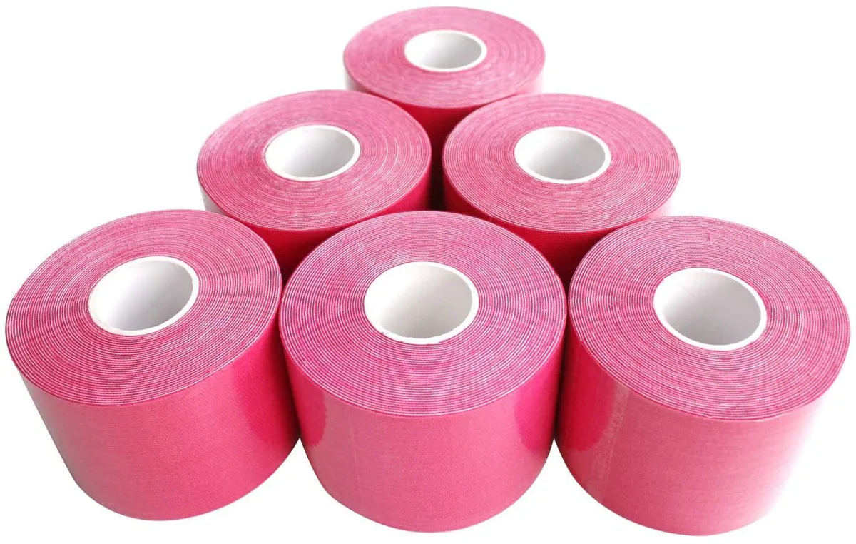 COMOmed COMOmed Kinesiology Tape 6 Rolls 2 in x 16.5 ft Pink Latex Free — product photo