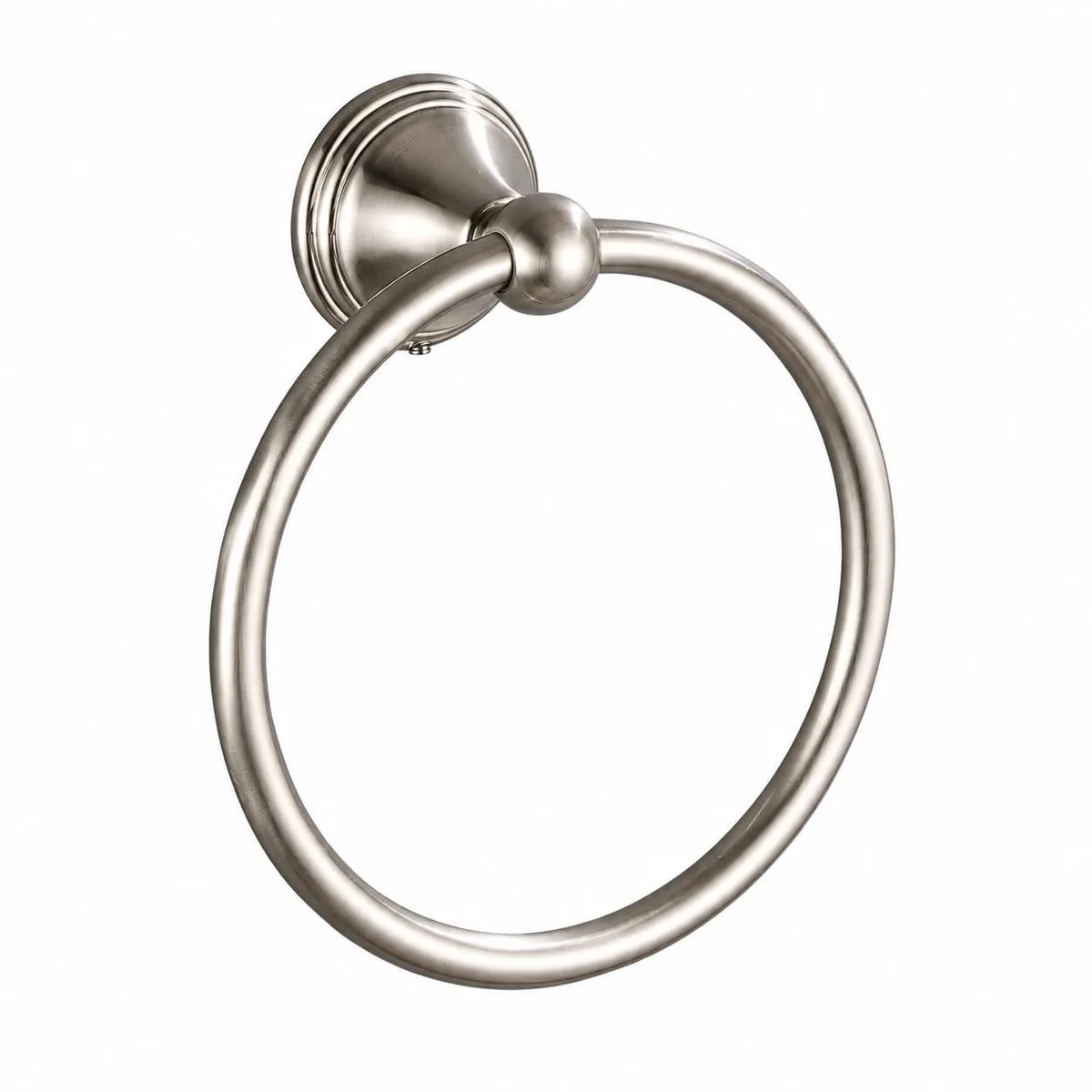 Brushed nickel towel ring, circular form, wall mounted