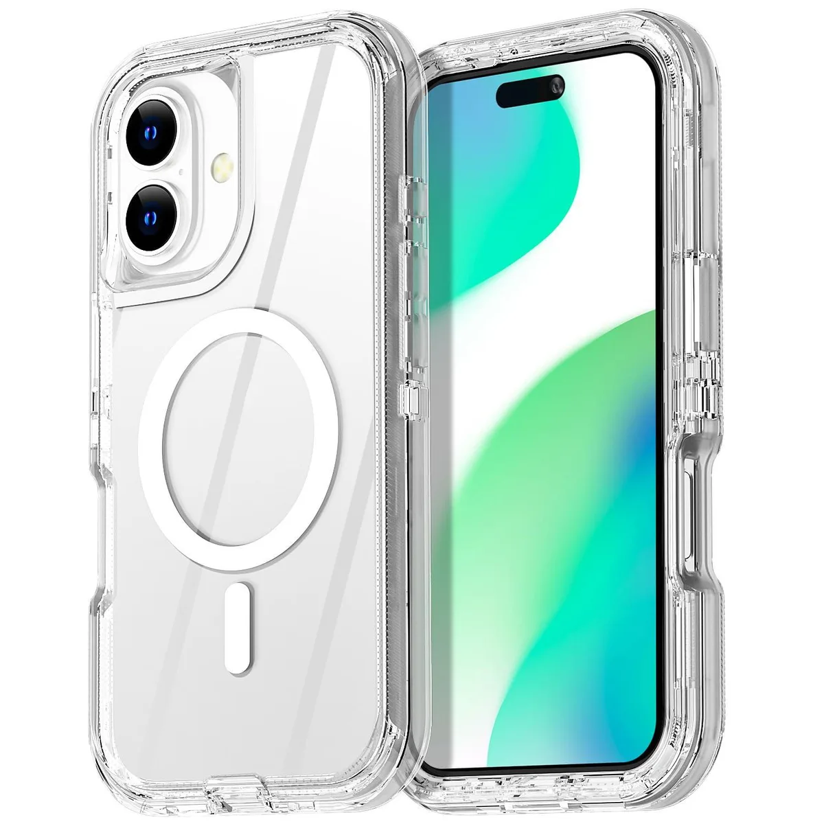AICase iPhone 16 Clear MagSafe Case 6.1" 20ft Drop 38 N52 Magnets — product photo