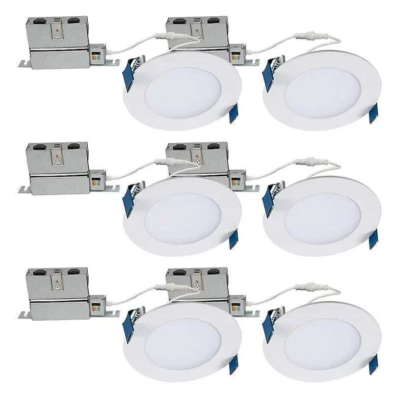 Halo Halo HLB4069FS1EMWR-6PK 4 in 600 lumen selectable CCT dimmable LED canless recessed downlight 6 pack — product photo
