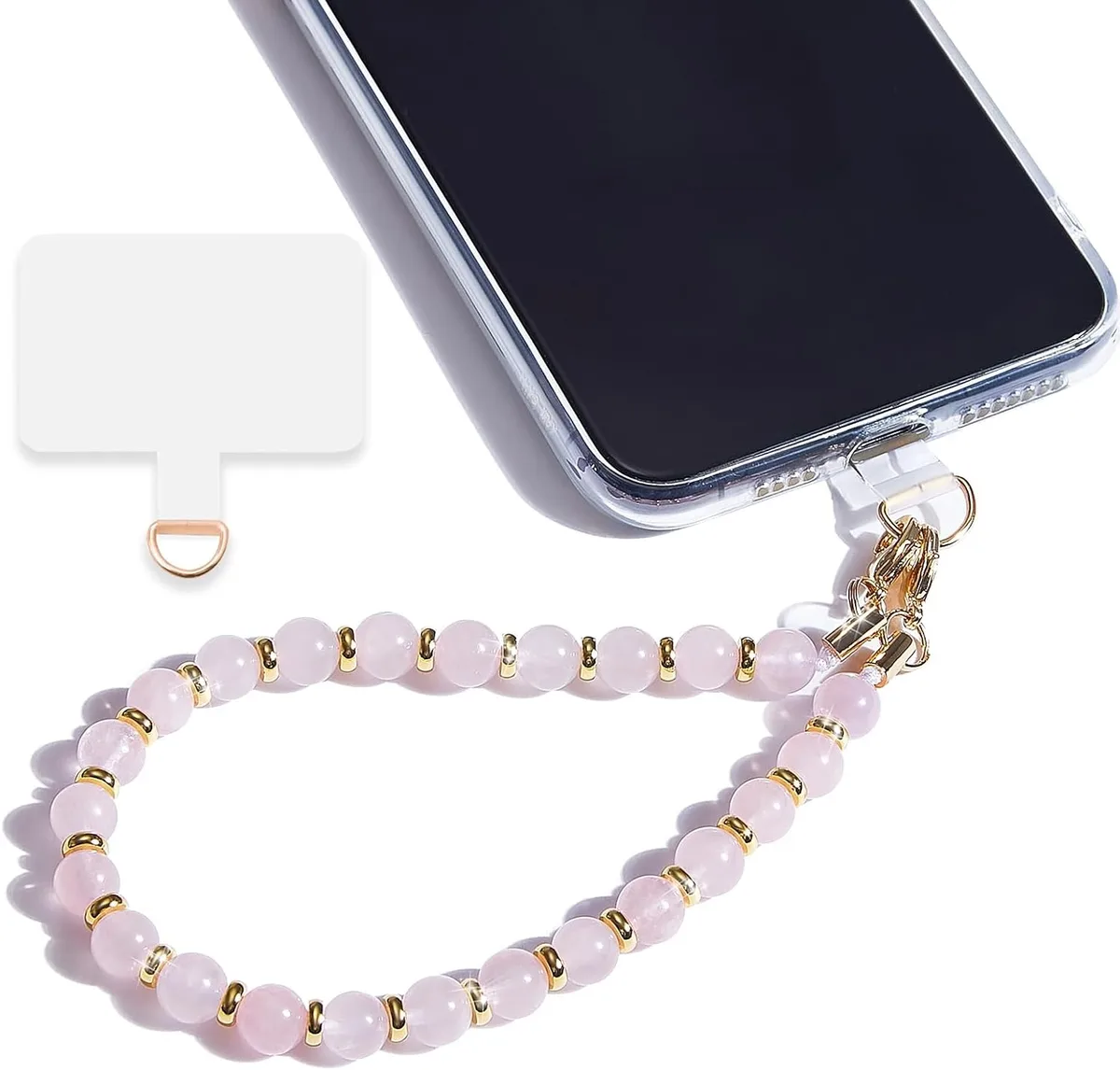 MCHOSE MCHOSE Marble Beaded Phone Wrist Strap Rose Quartz — product photo