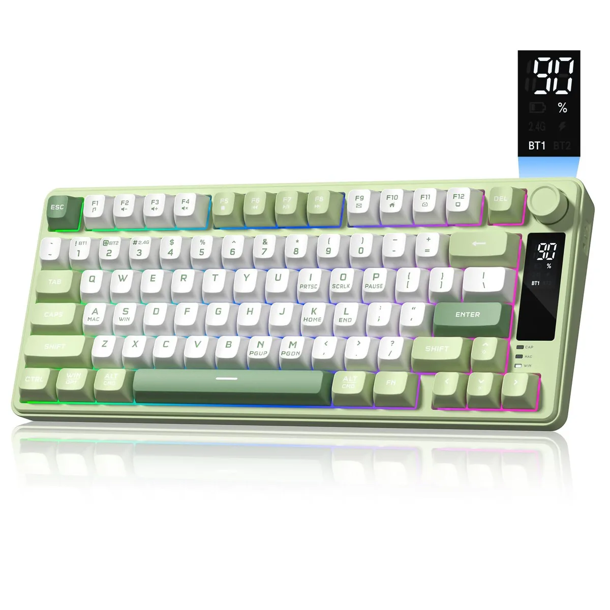 Womier Womier DK75 75% Wireless Gaming Keyboard Green RGB Bluetooth 5.0 2.4GHz 4000mAh — product photo