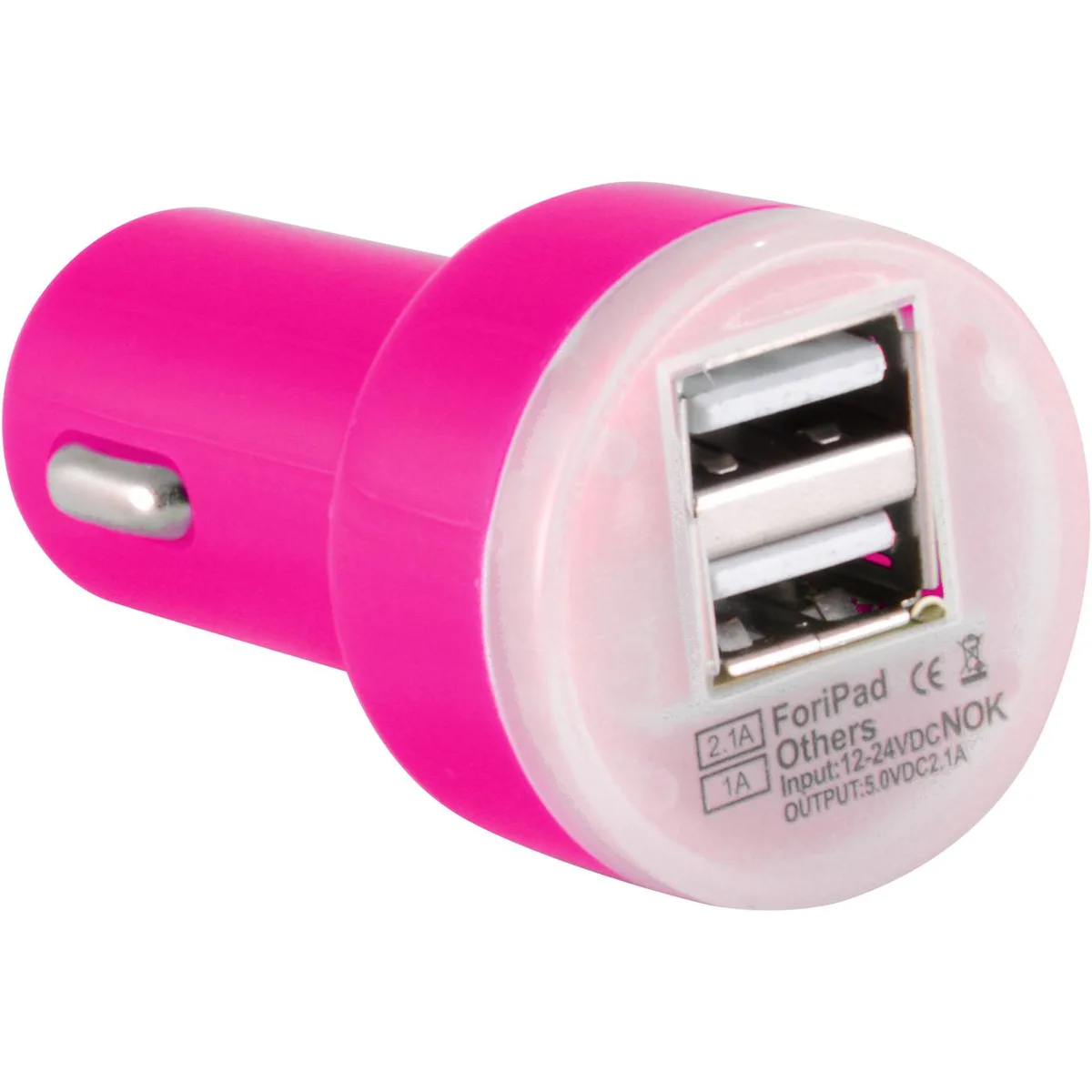 JacobsParts Inc. JacobsParts CAR-21MA-BLK Dual USB Car Charger 3.1A Hot Pink — product photo