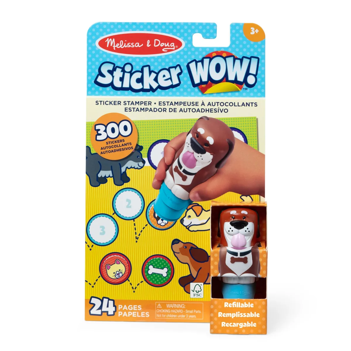  Melissa &amp; Doug Sticker Wow! 24-Page Activity Pad with Stamper, 300 Stickers, 100 Designs, Dog — product photo