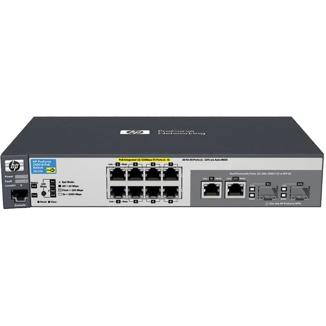 HPE HPE 2520-8-PoEProduct 10-port PoE network switch — product photo
