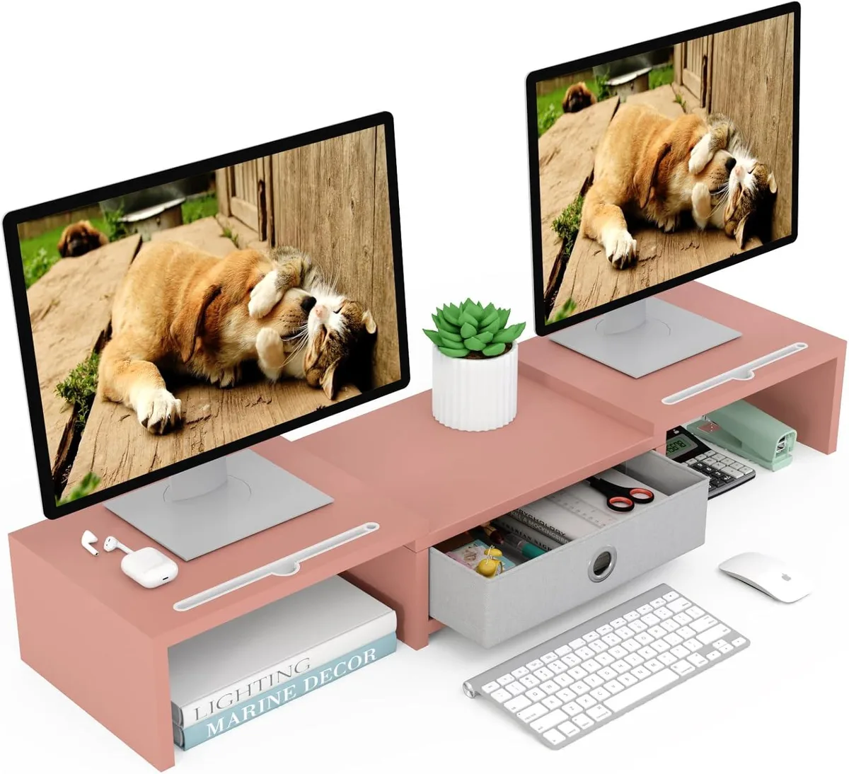 PISKEKAT PISKEKAT Dual 3-Shelf Monitor Riser 27-39L 9.3W 6.1H — product photo