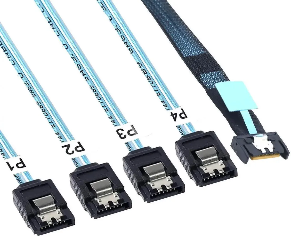 SMUGDESK SMUGDESK SlimSAS 8654 MCIO 4i 38Pin to 4×SATA Cable 39.37in — product photo