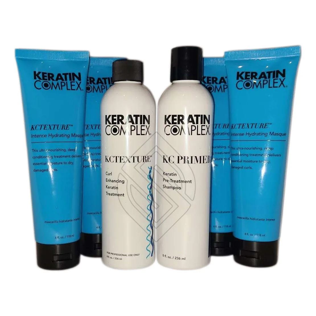 Keratin Complex curl kit with treatment, shampoo, four masques